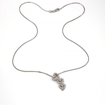 9ct White Gold Diamond Heart Pendant with Chain